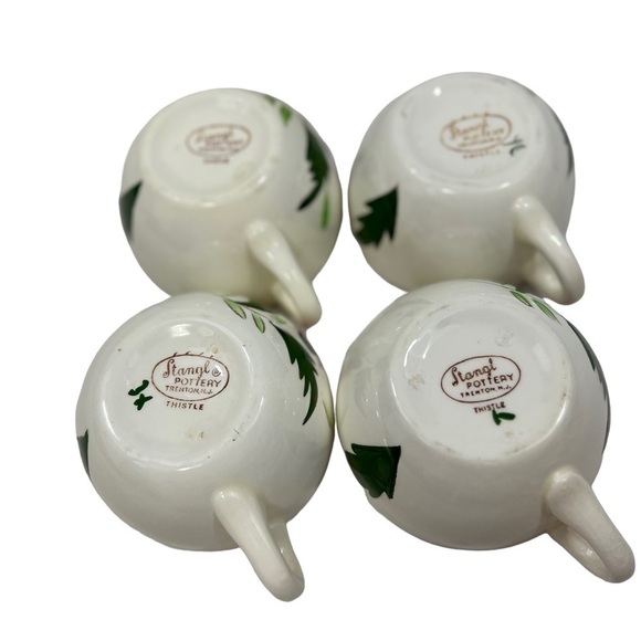 Stangl Pottery Thistle Pink Green 4 Cups Saucers Vintage. - Picture 4 of 9